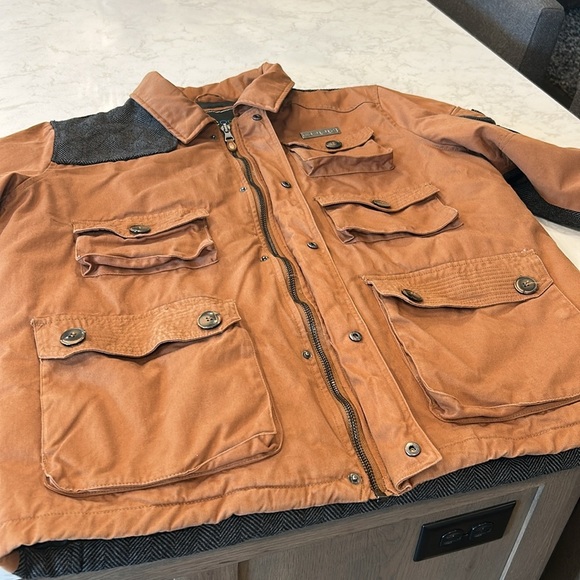 COOGI Brown Grey Black Tweed Flight Bomber Tactical Military Cargo Jacket 2XL - Picture 10 of 16